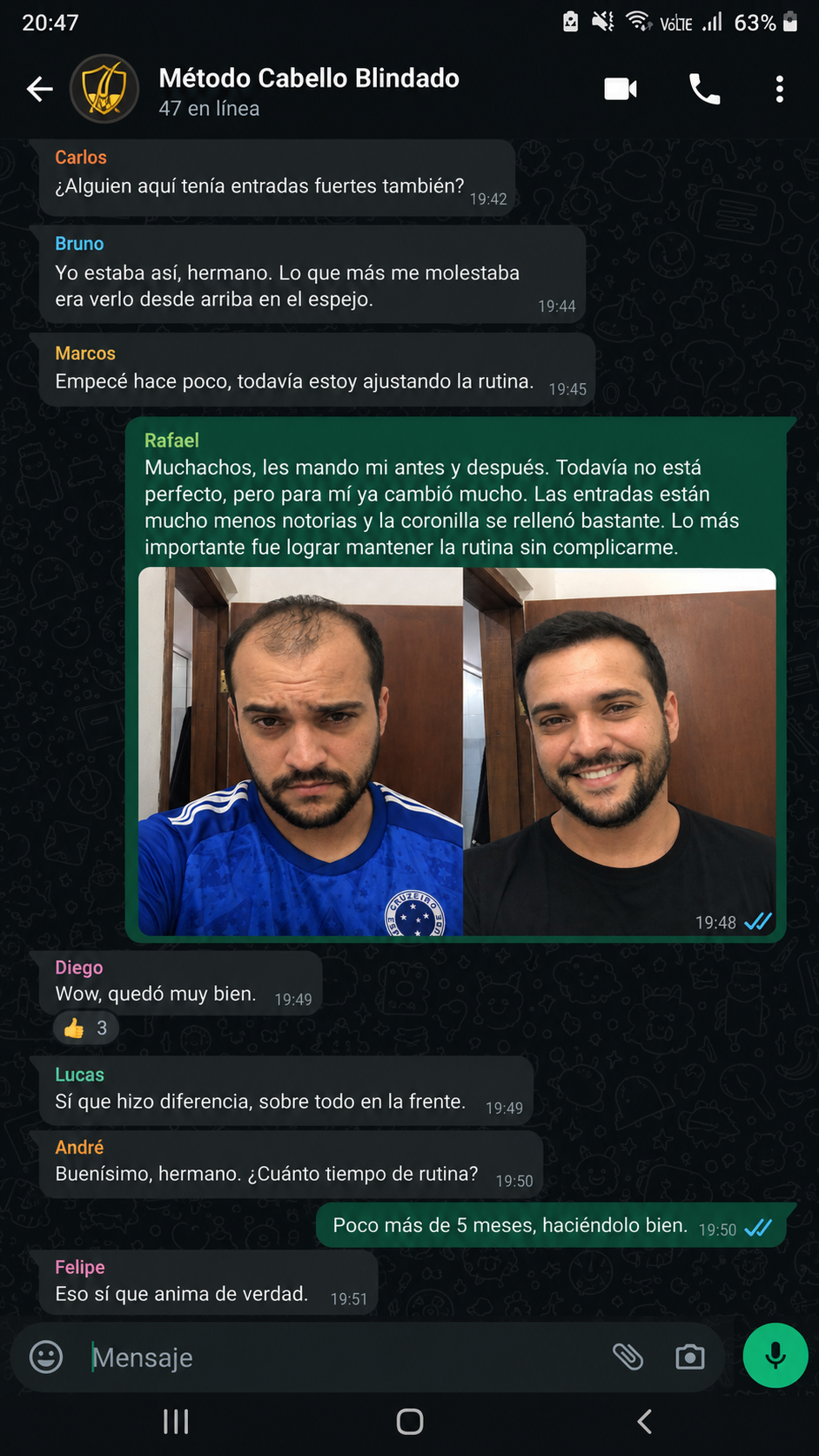 Grupo de seguimiento en WhatsApp